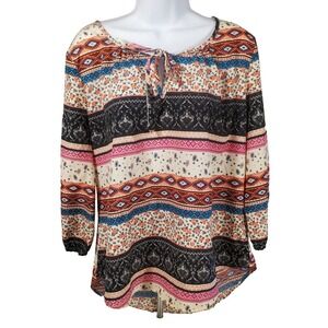 Self Esteem Women's XL‎ Shirt Multicolored Boho Style Pullover Top